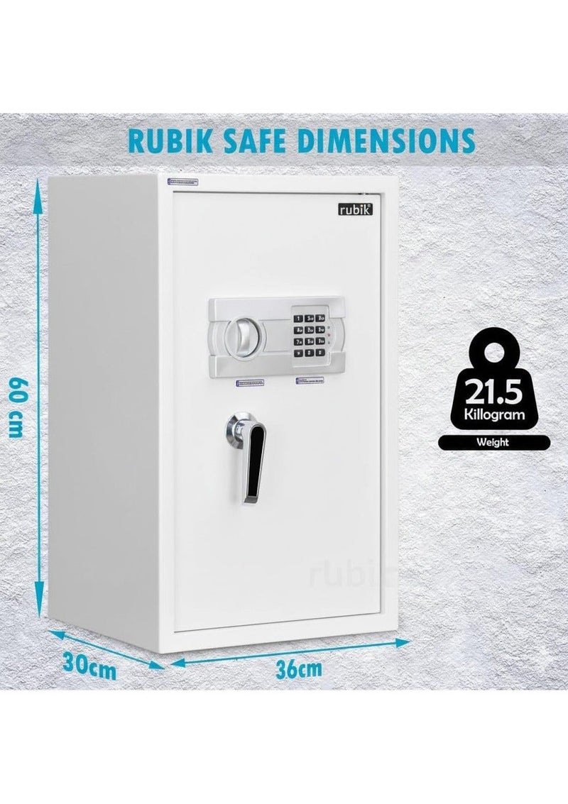 Rubik Large Safe Box with Digital Keypad and Key Lock, Fire Resistant Security Box Protect Money Documents for Home Office RB60EG-CX (Size 60x36x30cm) (white) - Image 2